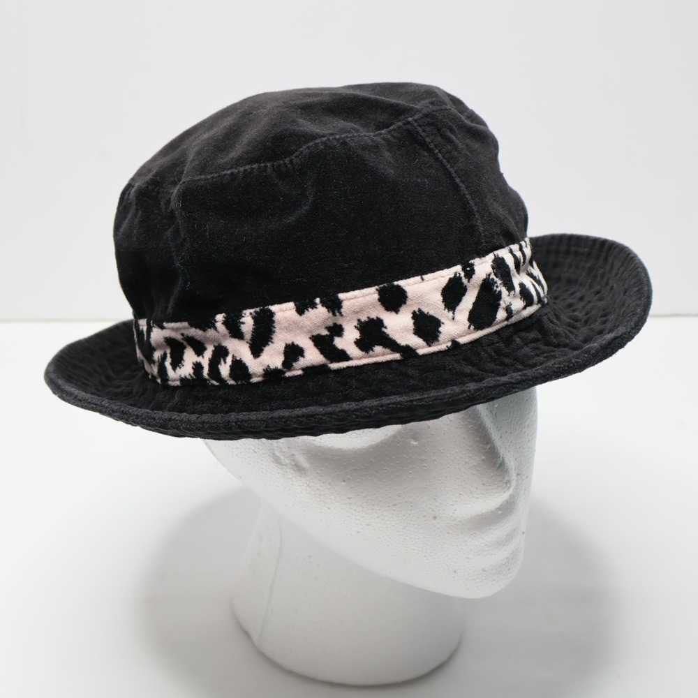 Old Navy Baby Black Velour Bucket Hat Leopard Print Trim 4T-5T RN54023
